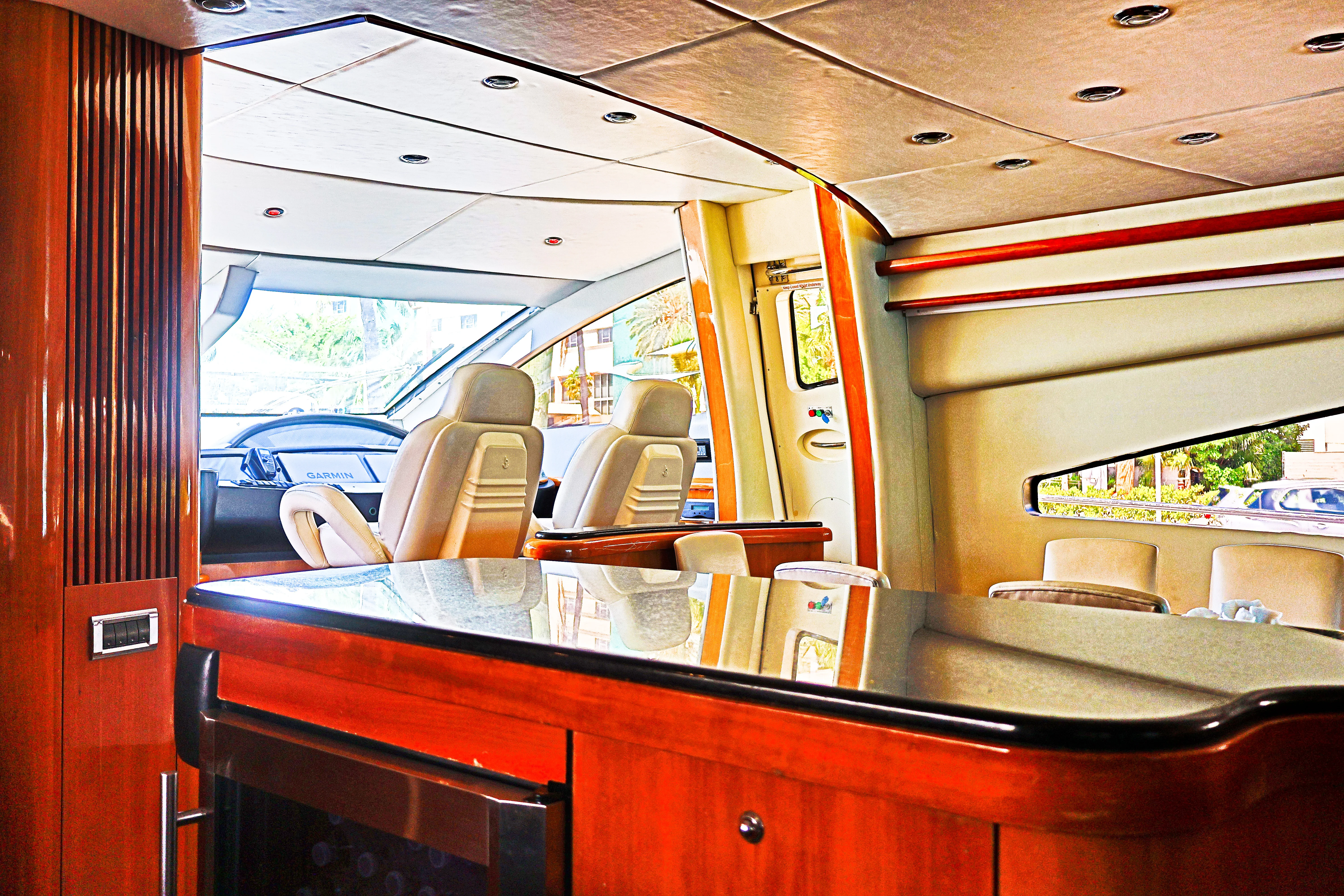 90ft Sunseeker Deep Blue kitchen back area
